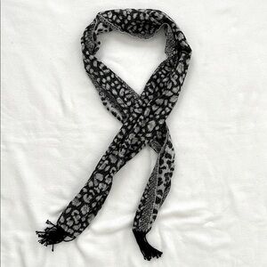 Leopard Print Scarf with Tassels